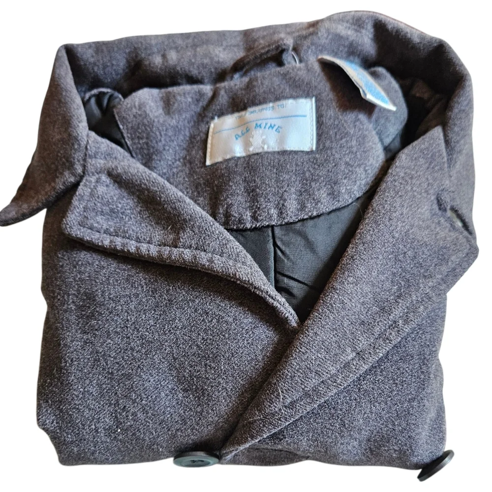 All Mine Double Breasted Peacoat Dress Jacket Zippered Winter Grey Infant 24m